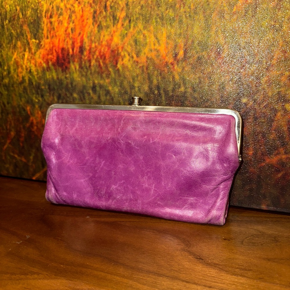 HOBO International - Purple Leather Clutch - Bright Purple w/Broken Clasp